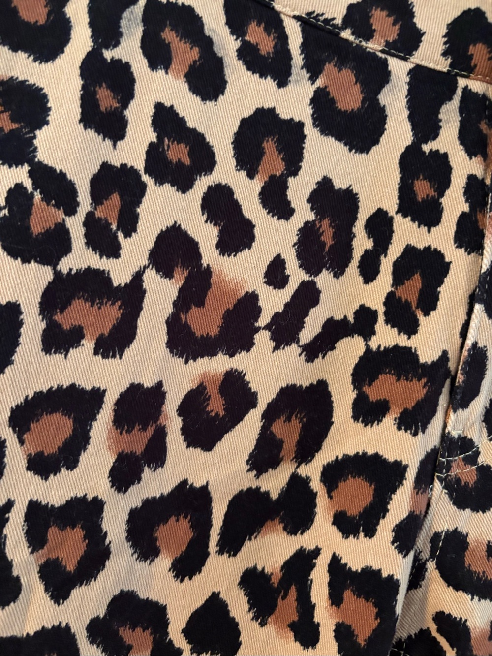 Peach Love California Women's Leopard Print Flare Pants Stretch Twill Zip L - Picture 2 of 7
